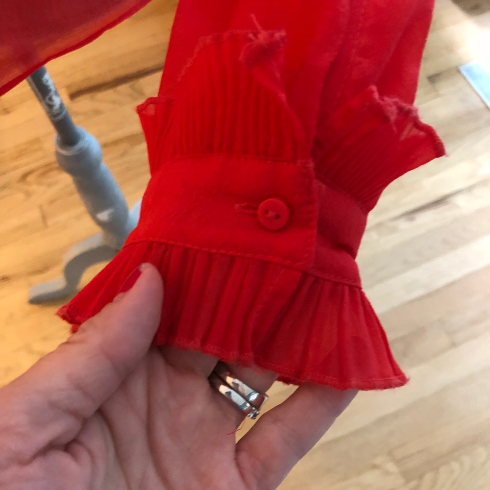 Red Orange Ruffle Blouse - Picture 6 of 6